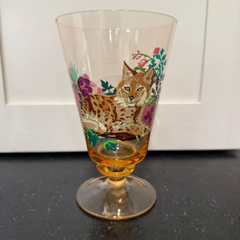 NWT Anthropologie Nathalie Lete Marais Glass Wine Goblet Lynx - Picture 7 of 7